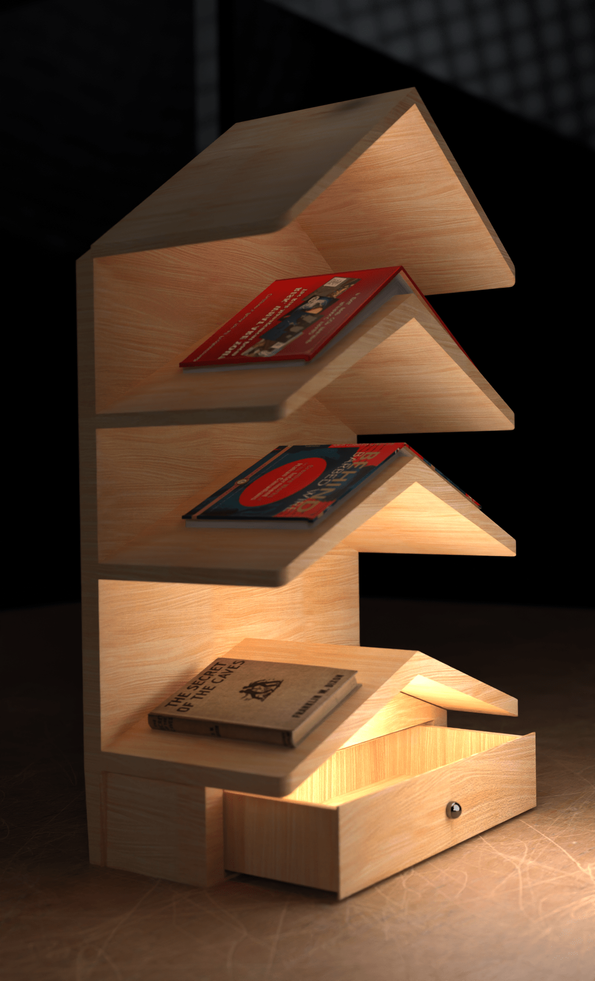 3D 3d modeling bookshelf furniture furnituredesign futuristic interior design  interiordesign modern product design 