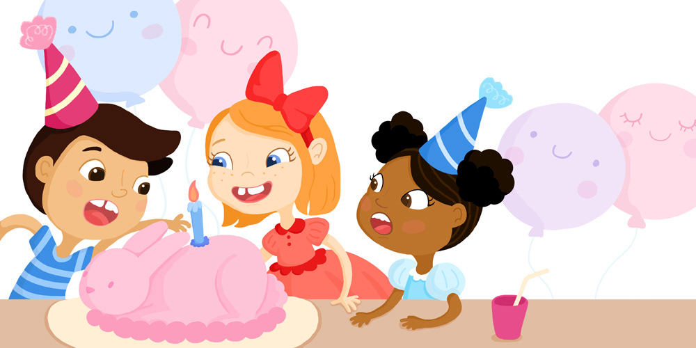 Picture book children's book cute Birthday cake balloons party