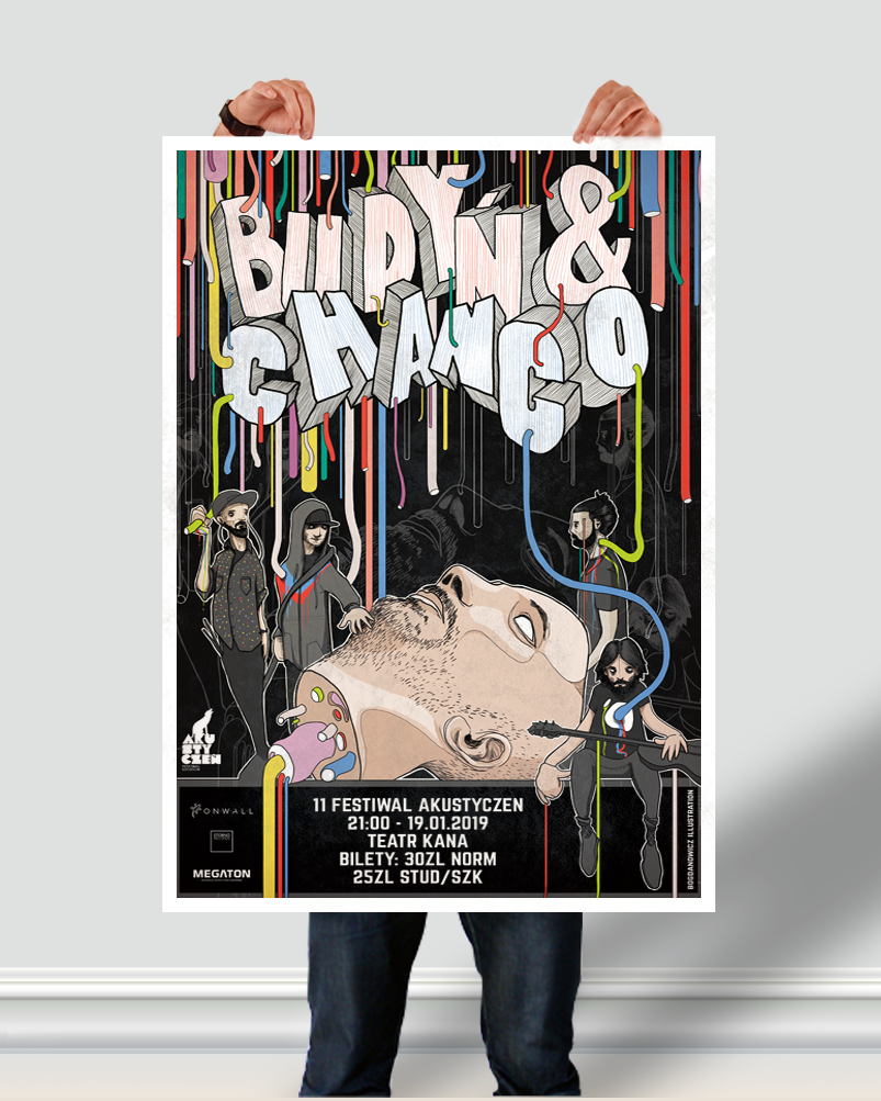 poster ILLUSTRATION  Drawing  gig GigPoster music funky rock