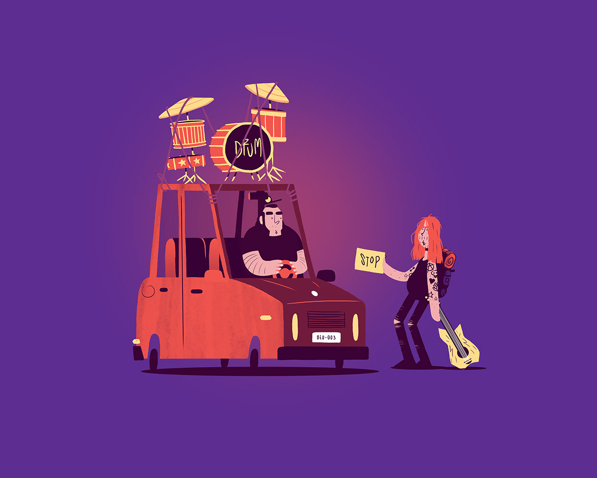 Advertising  Drawing  Illustrator purple Bank loan dream motion Character editorial