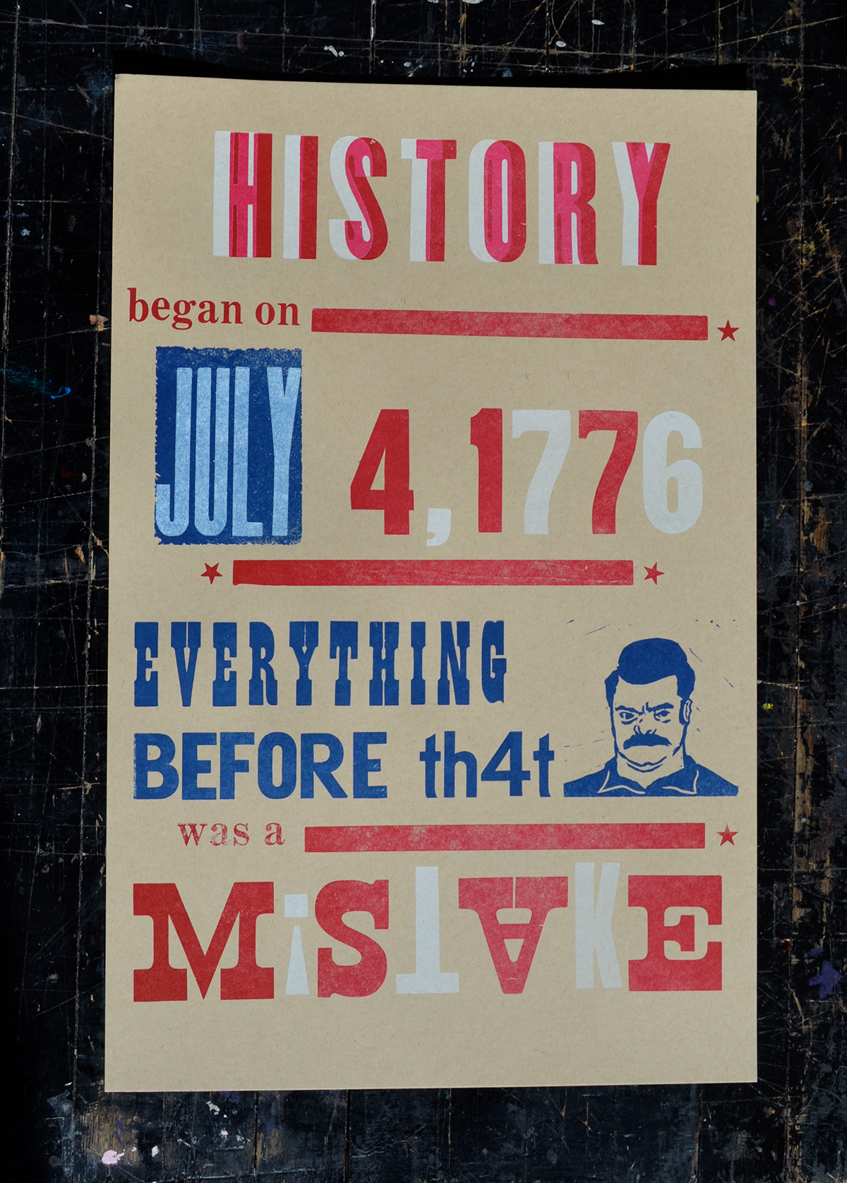 ron swanson letterpress poster posters wood type Lead Type