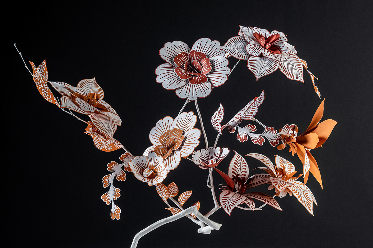 paperflower papercraft paperart craft setdesign Window Display Visual Merchandising sculpture handmade paperartist