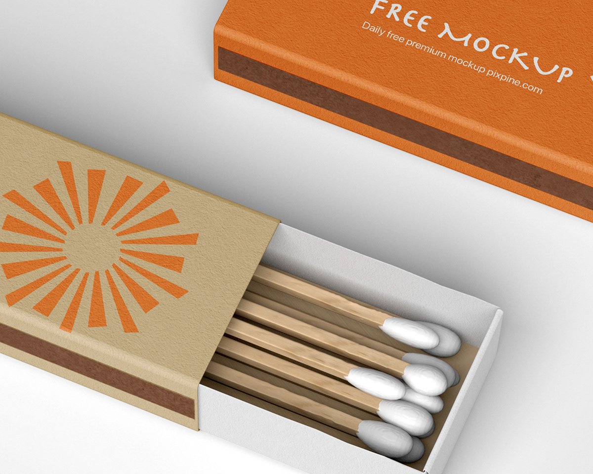 branding  design free mockup  hotel Identity Design Matchbox matches box Packaging psd template resort