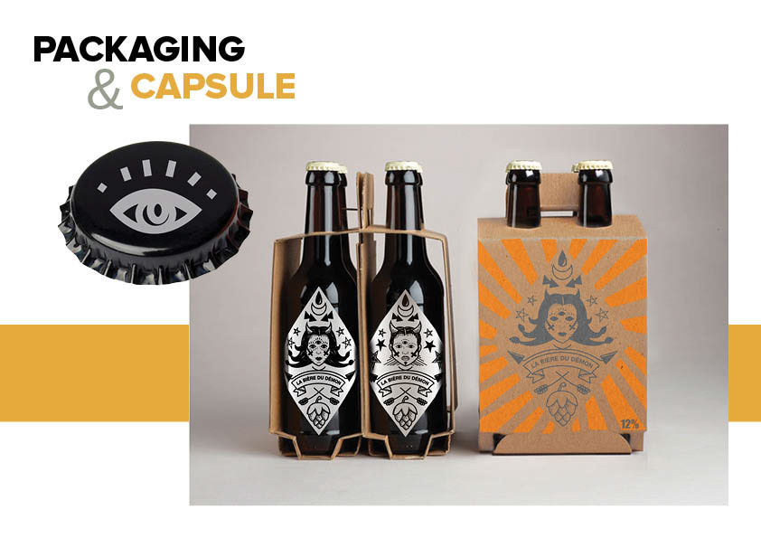 beer branding  rebranding demon bière graphic illustration Packaging tatoo woman line art