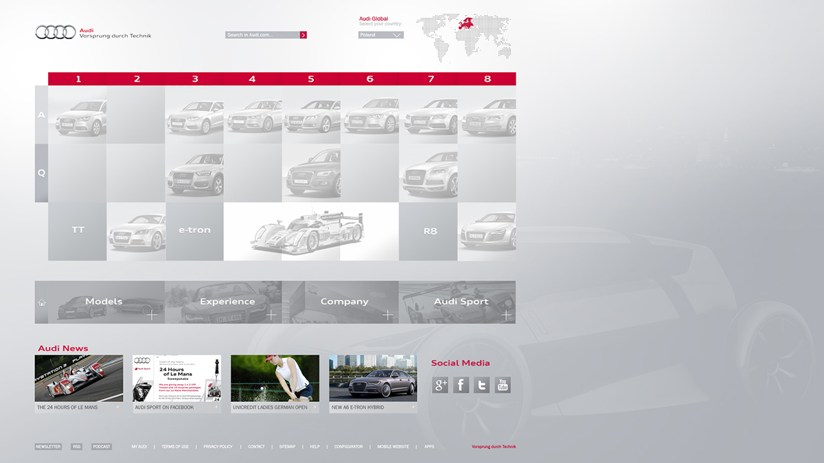 Audi car Website International Auto com redesign