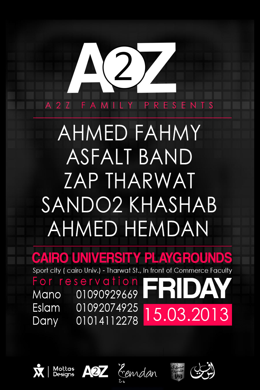 ahmed Ahmed Fahmi concer Event flyer black purple pink White Singing party