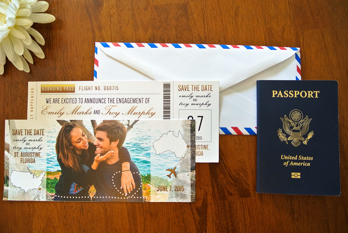 wedding save the date Invitation Australia Australian Travel Stationery