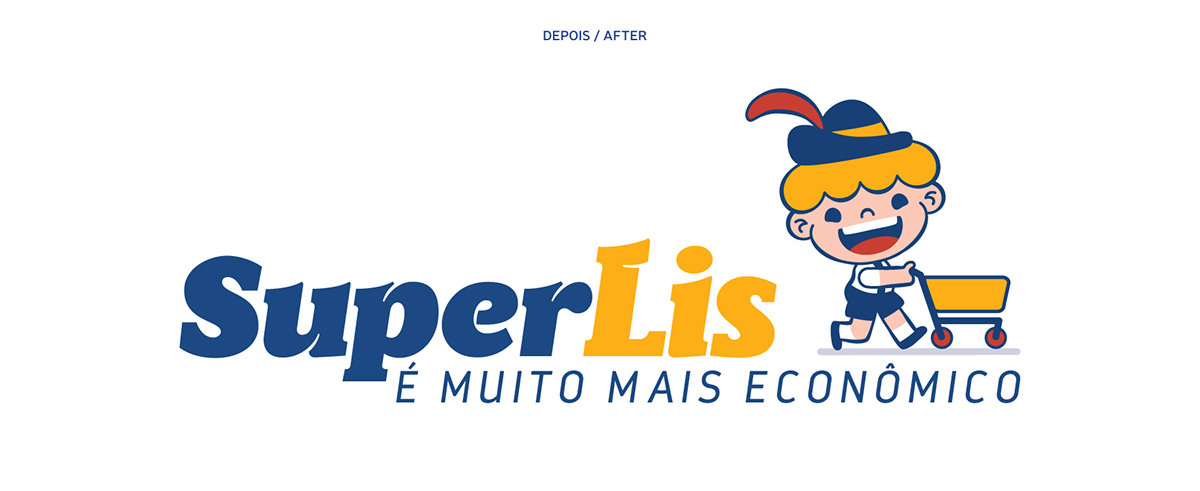 superlis yellowbean redesign Rebrand gimmick Supermarket redesenho supermercado german mascote rebranding type lettering Logotype Brazil