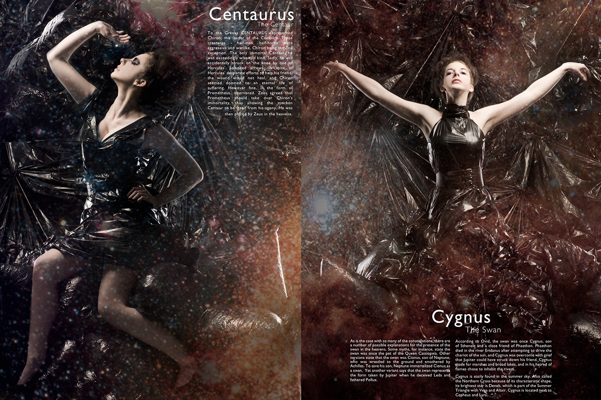 photomanipulation photoillustration galaxy Space  Constellations magazine editorial spread student
