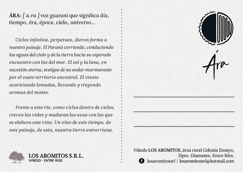 ID logo etiquetas postales tarjetas personales rediseño print Ara viñedo