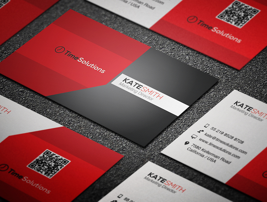 creative Designer Card elegant Graphic Designer horizontal minimal modern orange personal print professional qr red simple corporate bussiness card