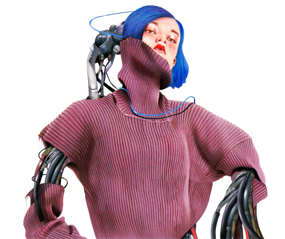 Cyberpunk Cyborg art cool vintage android pencils inks Wires models