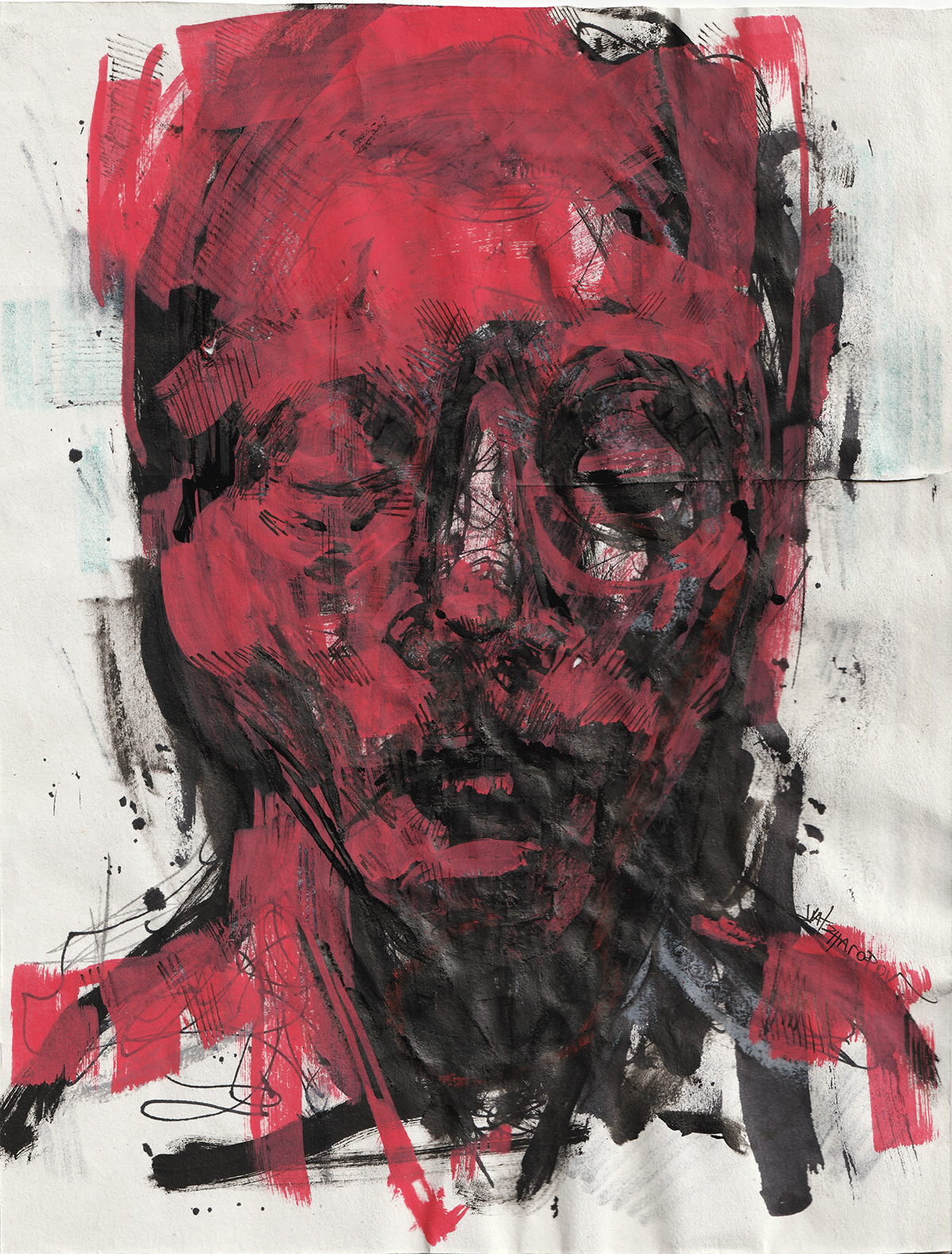Drawing  emotion figurative fine art head ink painting   portrait