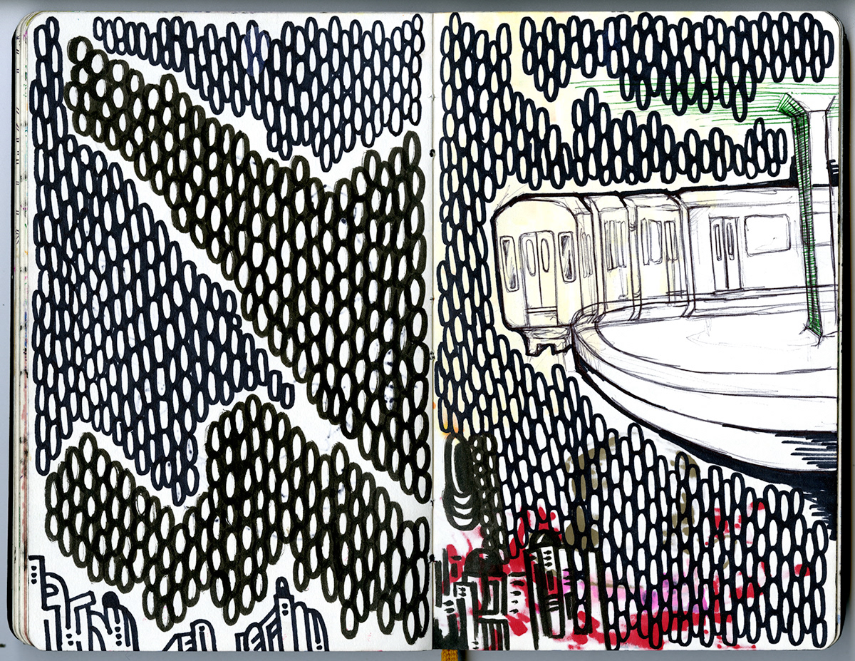 sketchbook micron trippy sketch illustrating colors le pen line drawing Lotus STS9