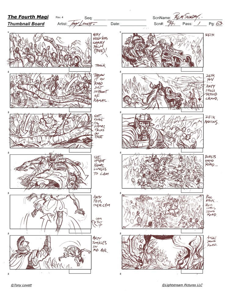 storyboard pre-visualisation comics Production Art jerusalem jesus Ancient Palm Sunday concept art Story Art