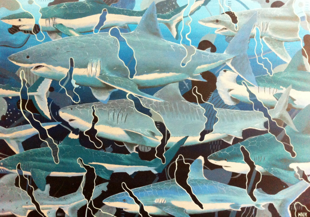 acryl brush HNK haenk Goodmood millerntor gallery #4 fresh till depth FTD sharks water deep sea camouflage Exhibition 