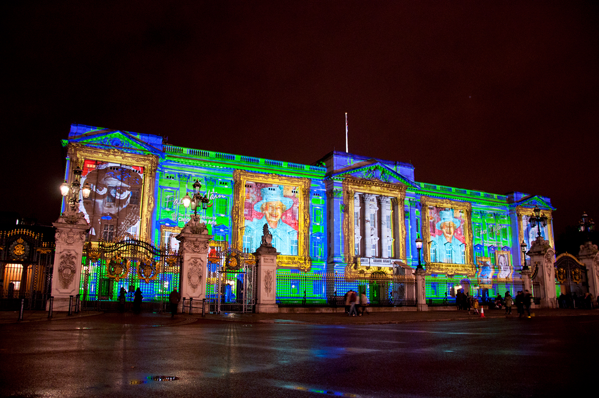 guinness world record Face Britain Princes Trust for Children and the arts Ross Ashton Buckingham Palace London Queens Diamond Jubilee building projection Architectural Projection projection mapping