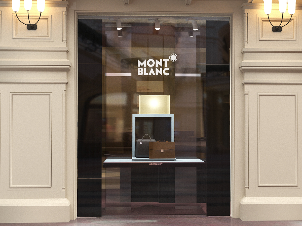facade montblanc 3dmax 3D shop Retail glass Moscow luxury