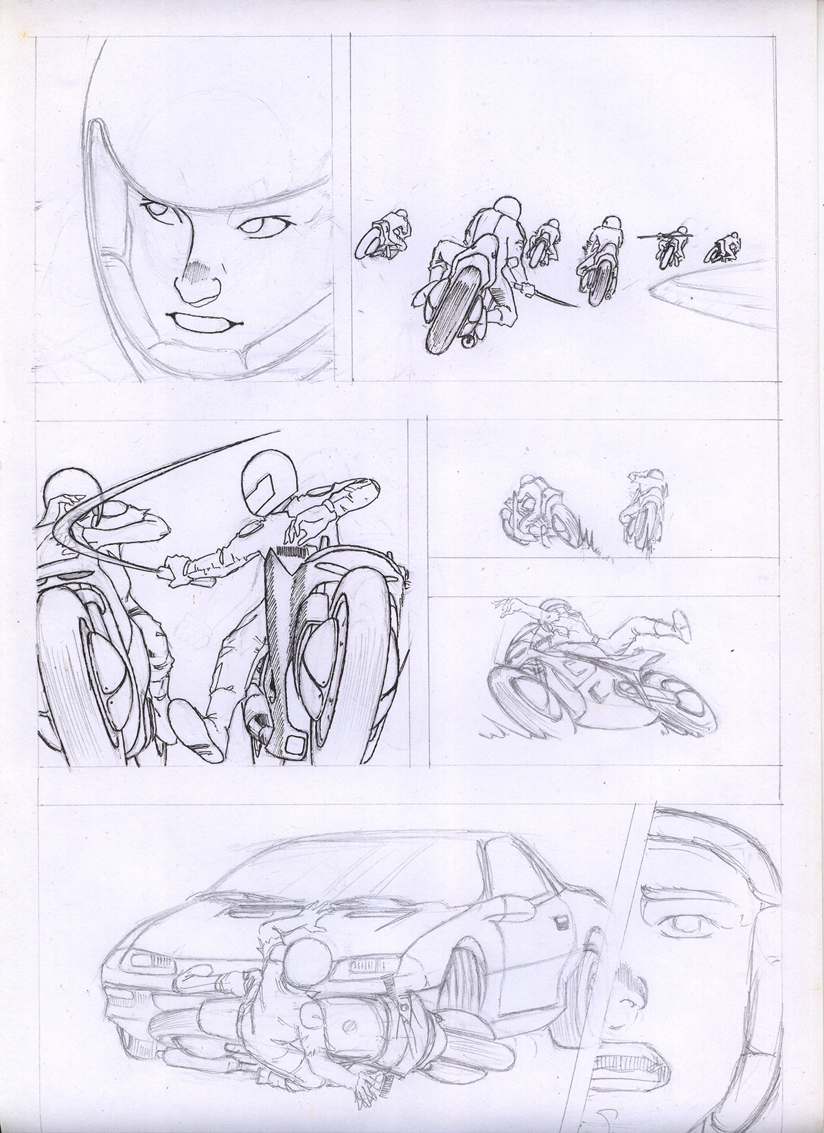 manga comic ILLUSTRATION  Drawing  hand drawing sketch motorcycles biker akira gangster