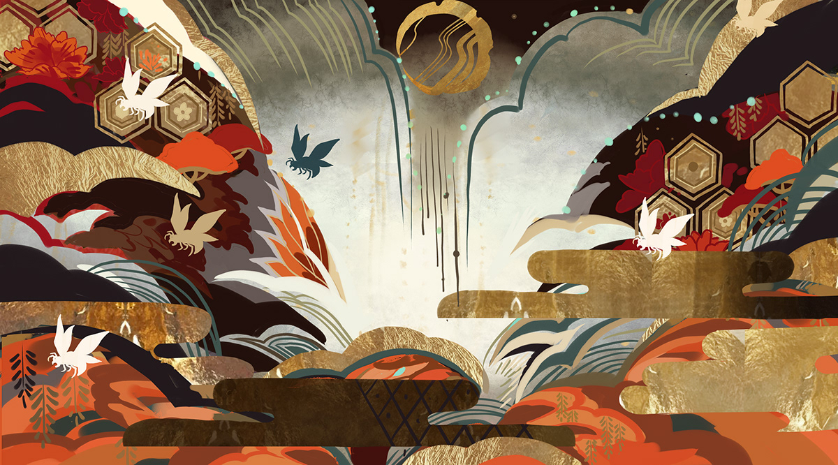 illustrations ONMYOJI game background design concept art