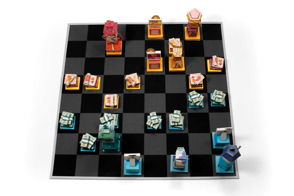 chess game papertoy Poster Design creative industry graduation paper toy Character