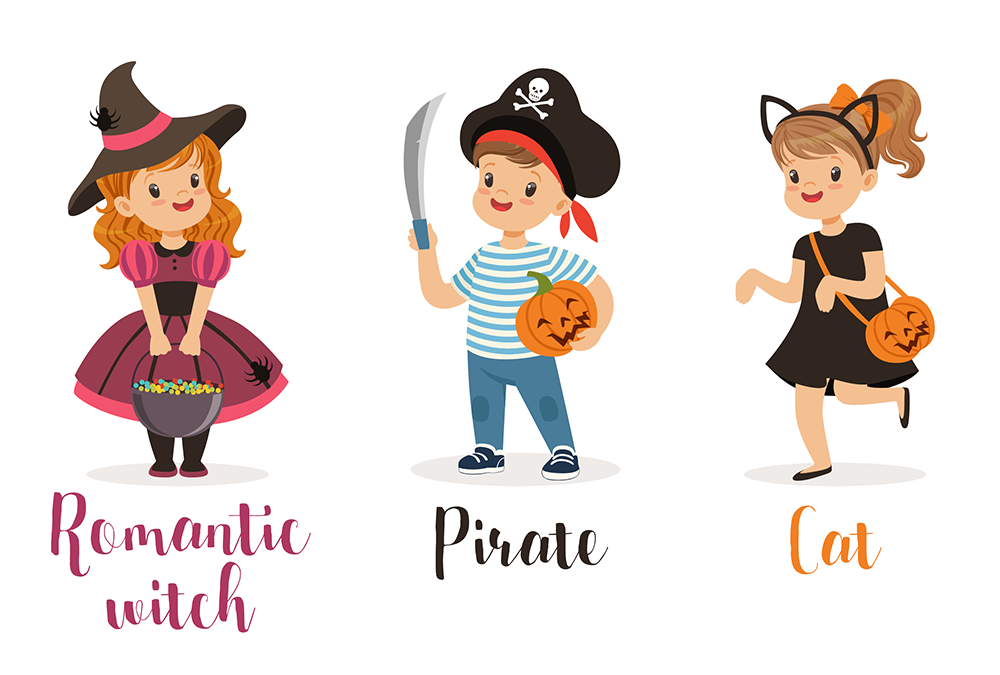 ILLUSTRATION  children Halloween vector kids costumes characters