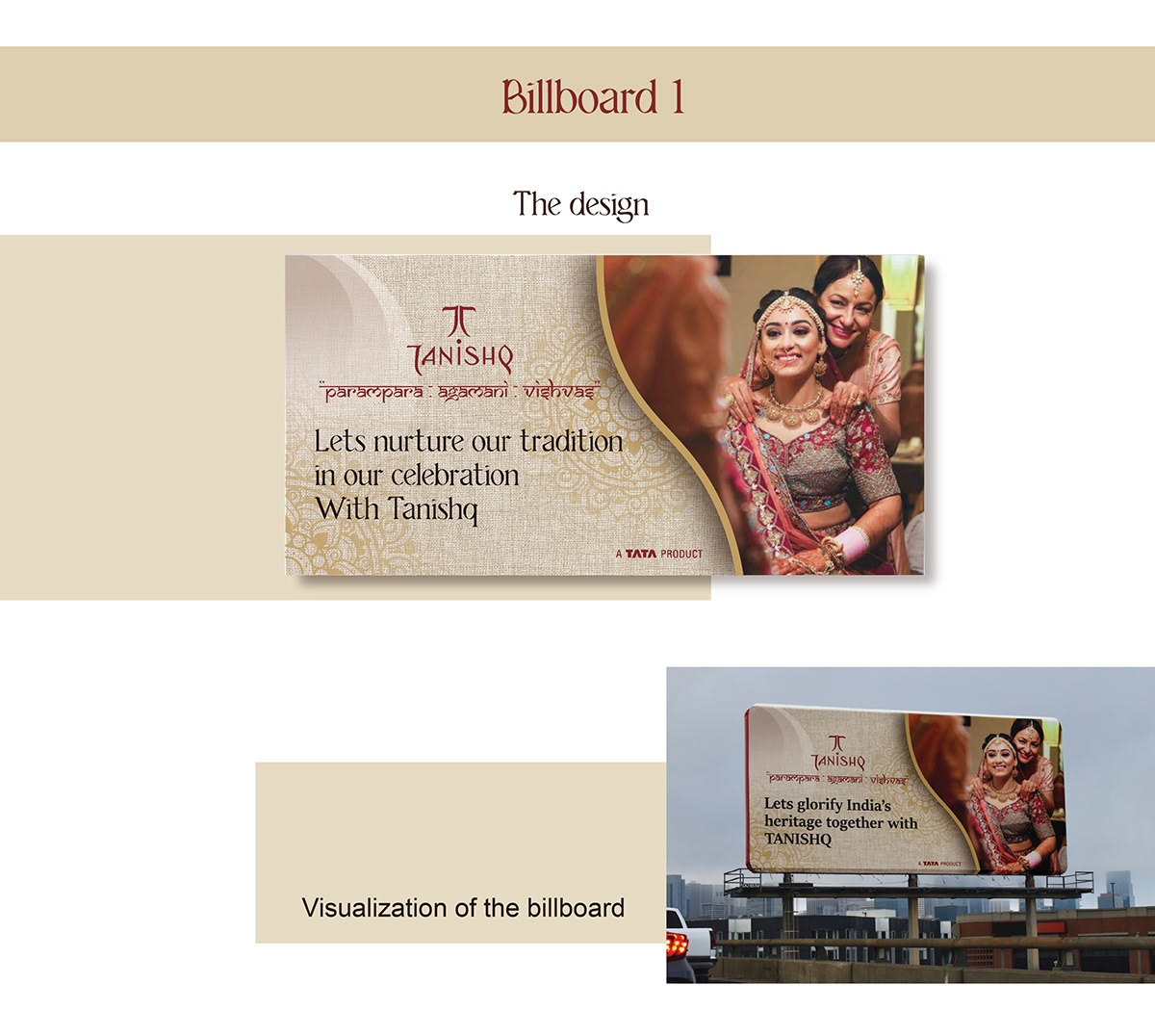 add campaign billboard Brand repositioning Broucher card design Content Writing Tanishq visual design