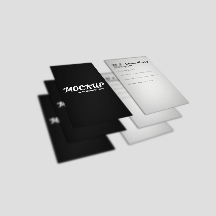 three business card Mockup psd free photoshop vertical horizontal modern