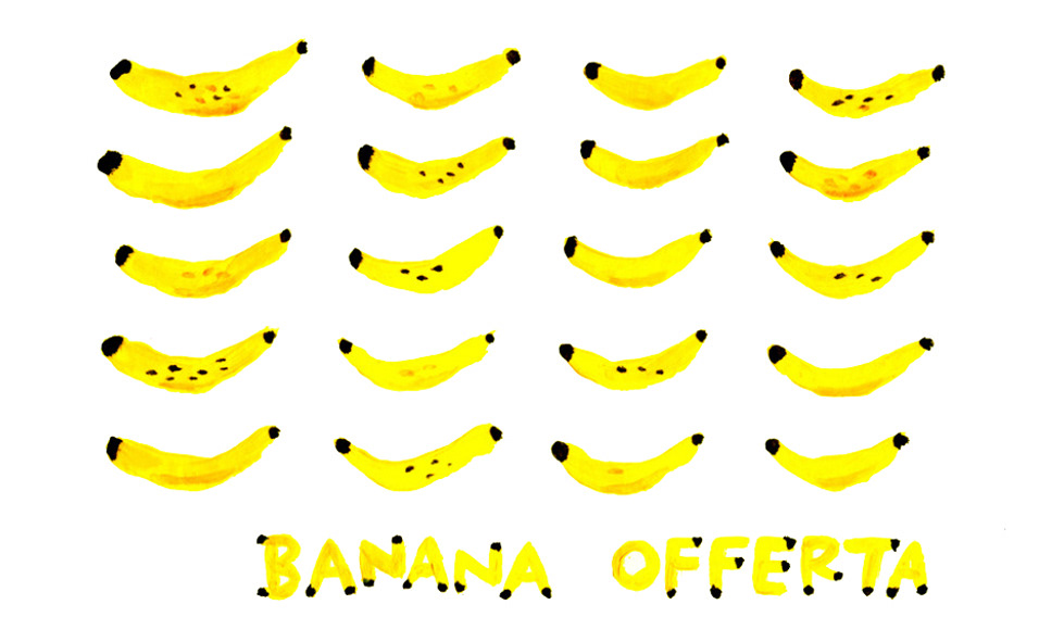 lettering banana porri mela apple TaiPera