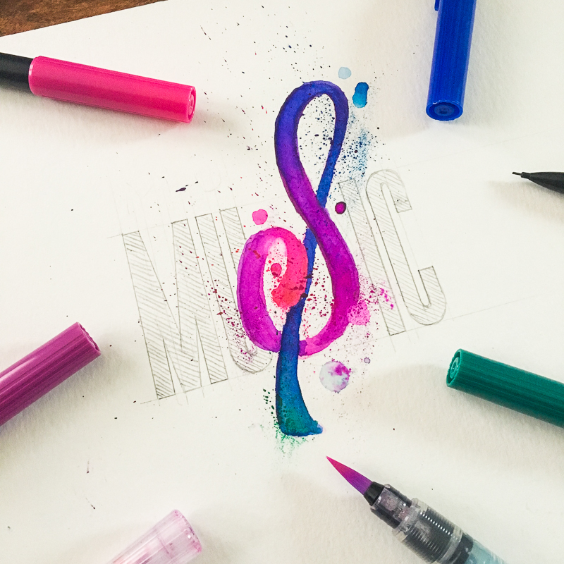watercolor lettering colors typography   letters brushpens brush color Calligraphy   type