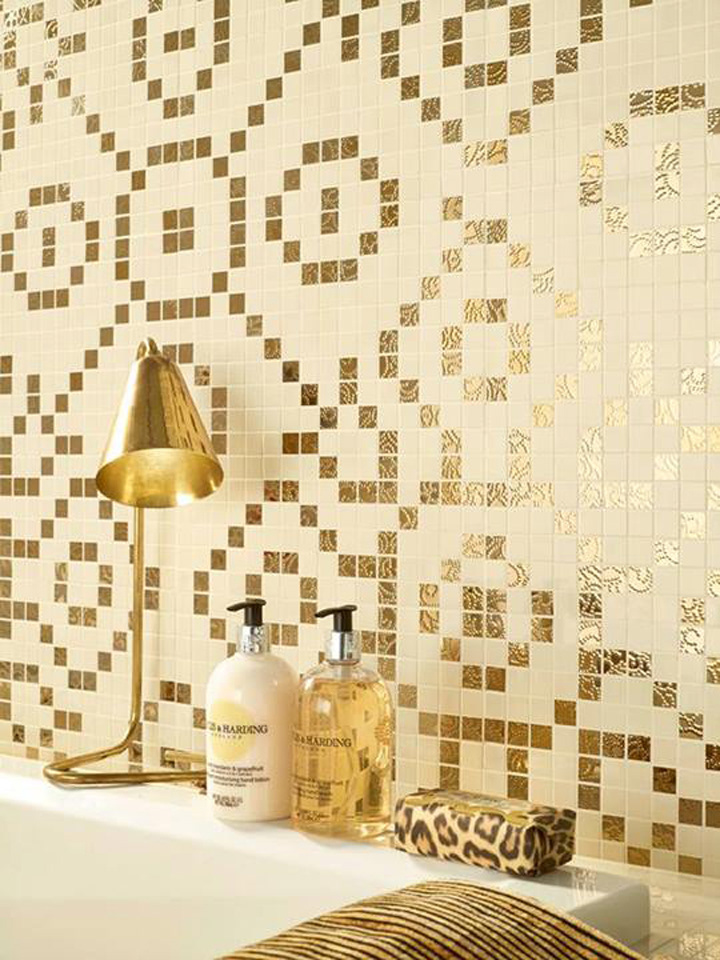 gold ceramic tile luxury parfum Titanium Love mosaic
