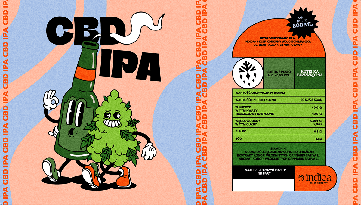 CBD etiquette craft beer rubberhose weed Beer Packaging cartoon Character design  beer design indica