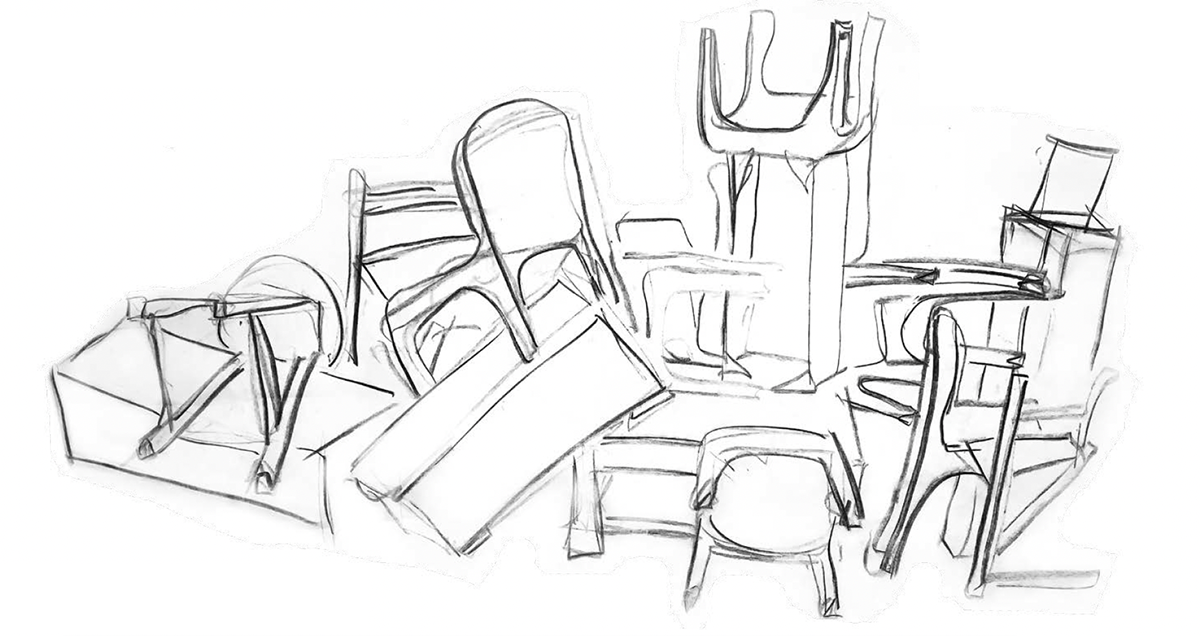 Drawing  sketch artwork observational drawing bag chairs pencil shading charcoal Charcoal Drawing