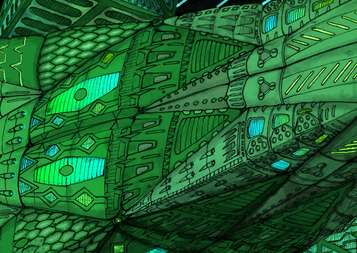 background temple green alien neon starship concept art overwatch  prisma galaxy