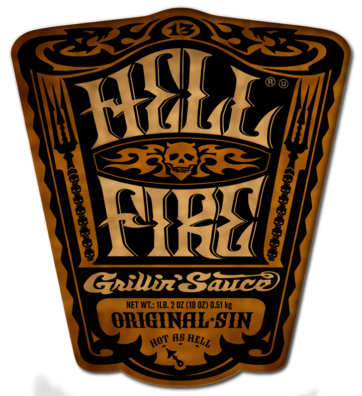 product packaging Food Packaging barbeque sauce bbq sauce hand drawn vintage label food label label design skull Flames devil hell spicy sauce Liquid Agency kustom kult studio Dave Parmley 13thfloor