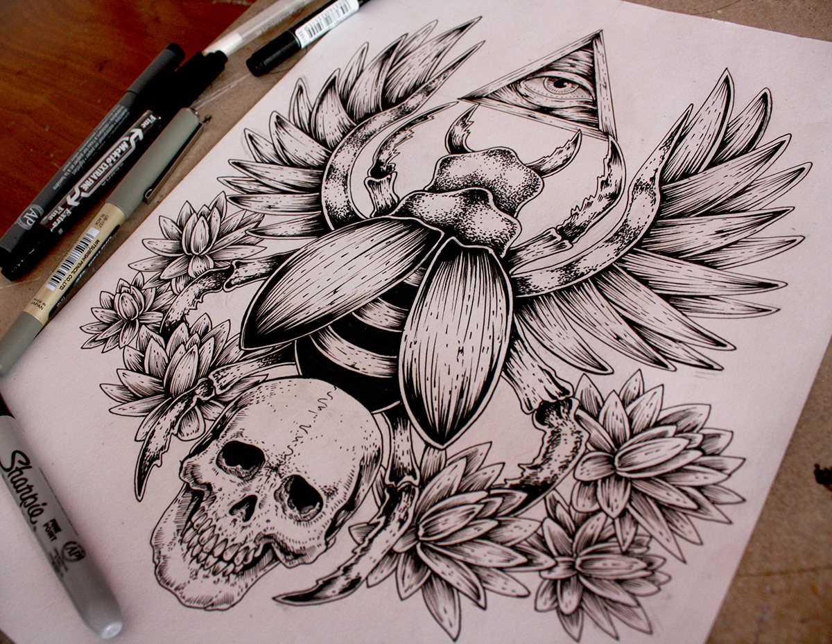 skulls eagle animals portraits sketches tattoos tatuajes Nature reaper ilustration art drawings Ink draw Scarab black and white