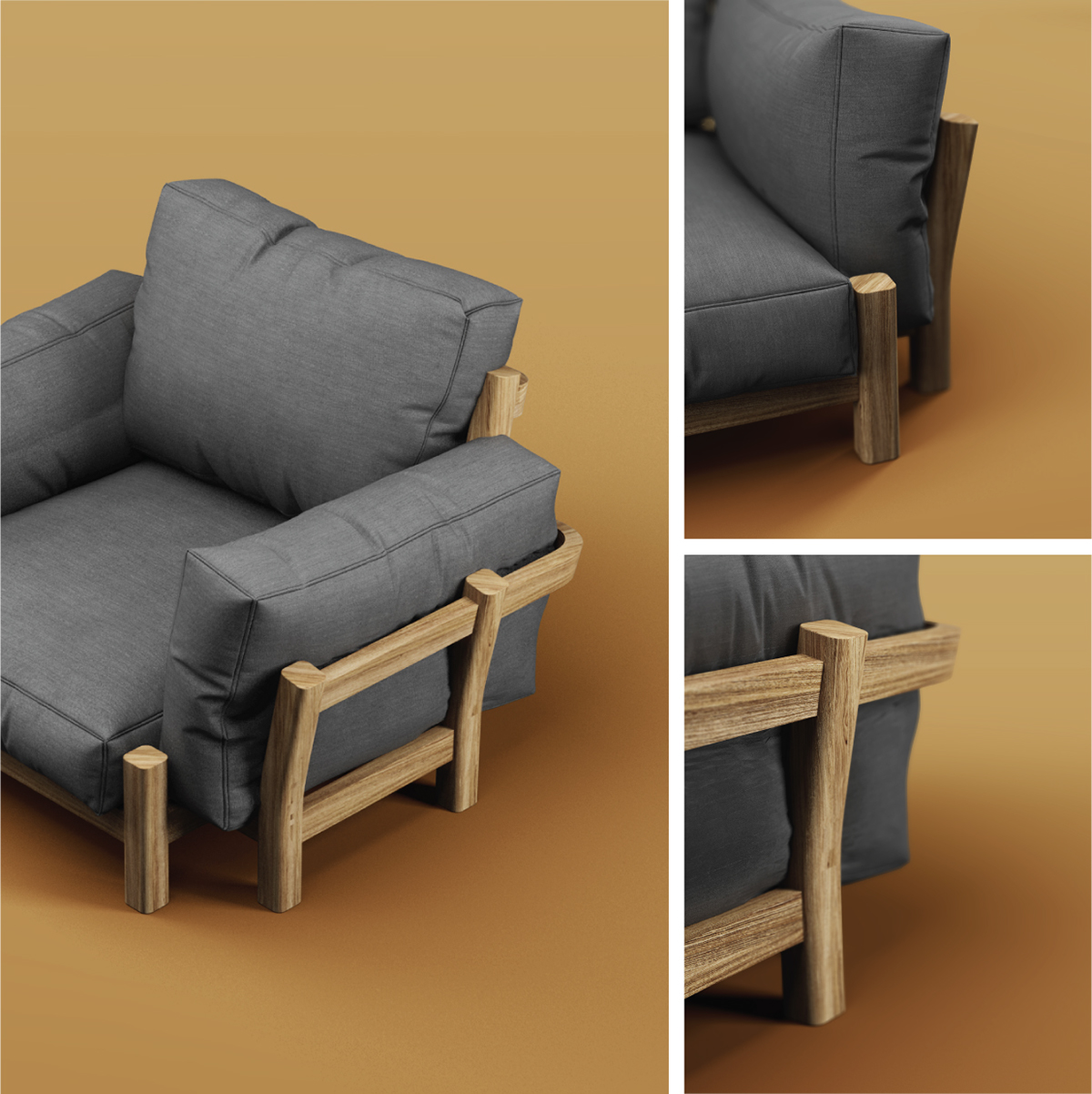 furniture japan fence sofa Couch wood simple double triple armchair banquette seat mimimalist slick Montreal