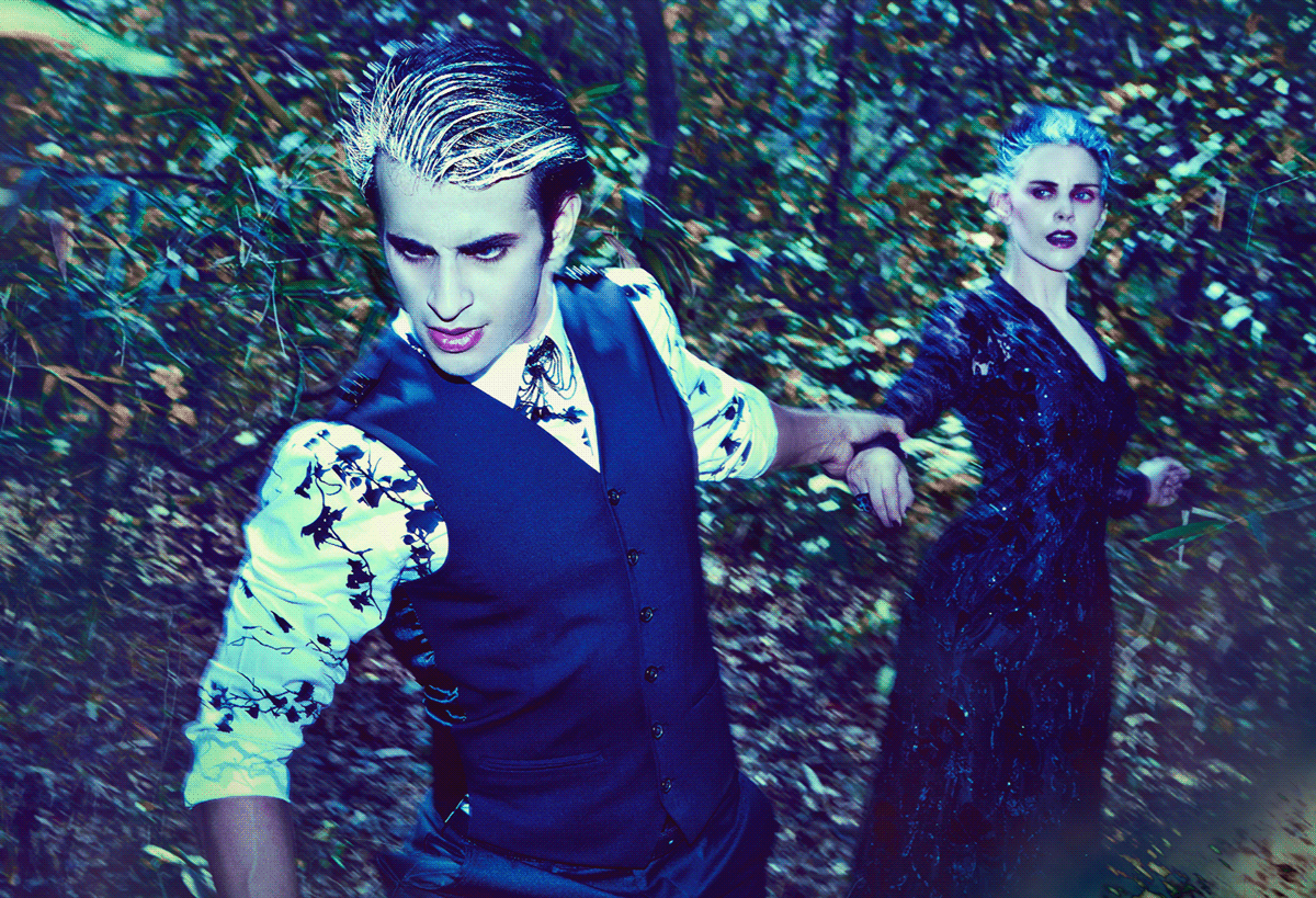vampire blue woods forest couple editorial