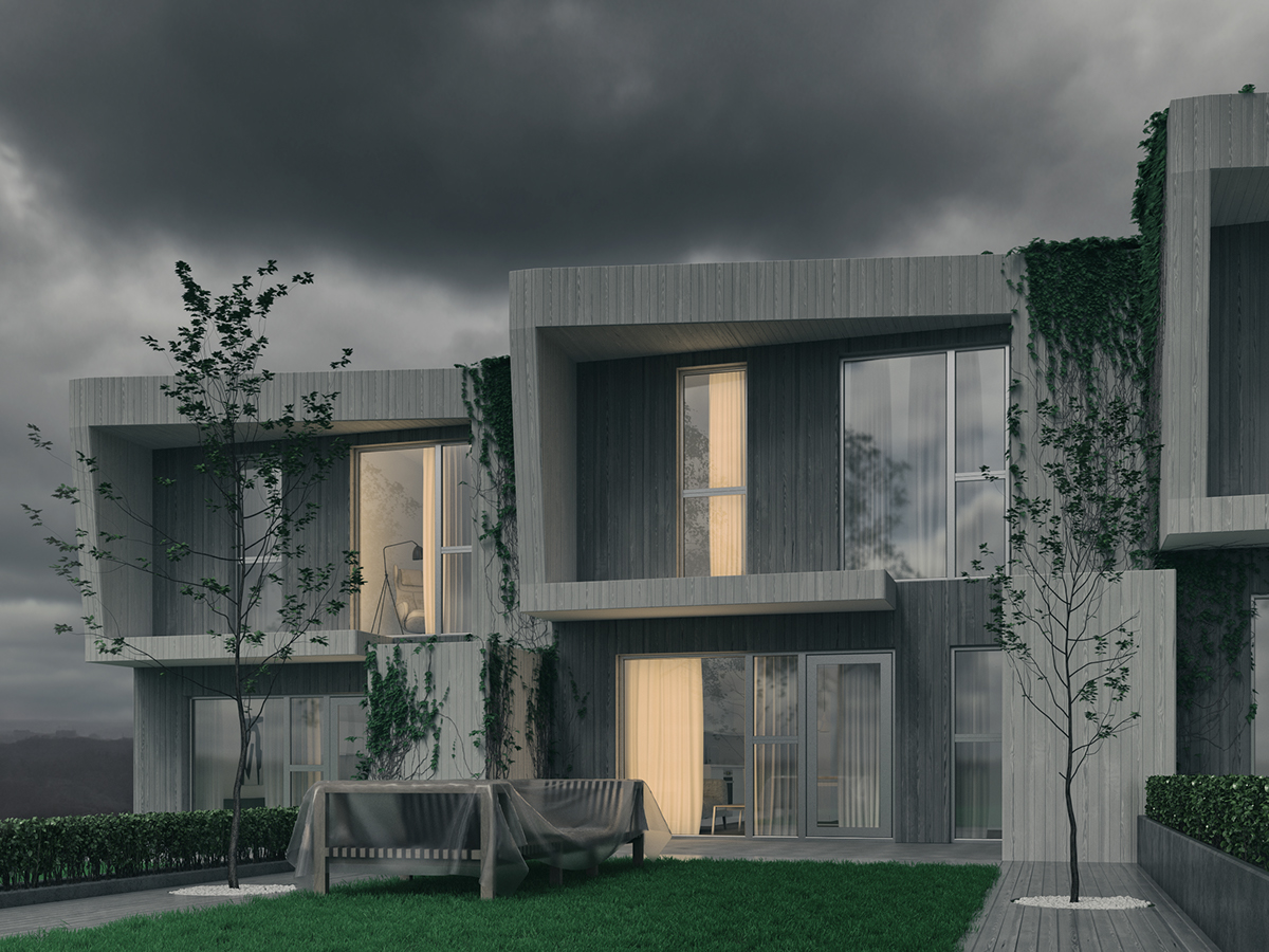 3d max vray Photoshop cc multiscatter guruware floor generator cloudy Scandinavian visualization Gray houses
