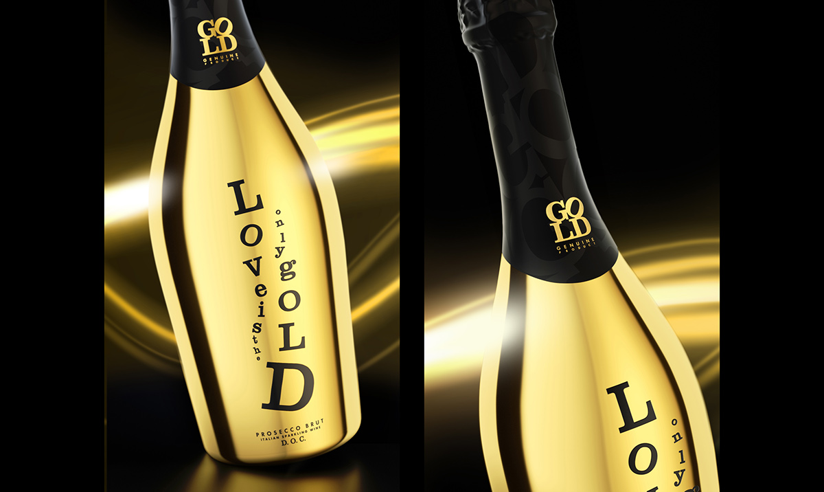 Champagne Prosecco gold bottle