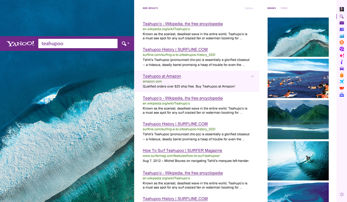 Website Web  Yahoo  homepage  redesign  Concept  Purple  news  Fullscreen  UI  UX  Navigation  search  stock weather