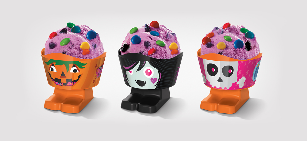 freddo icecream Halloween monsters montruos helado vasito vaso miedo fantasia Confites chicos ilustracion personajes characters