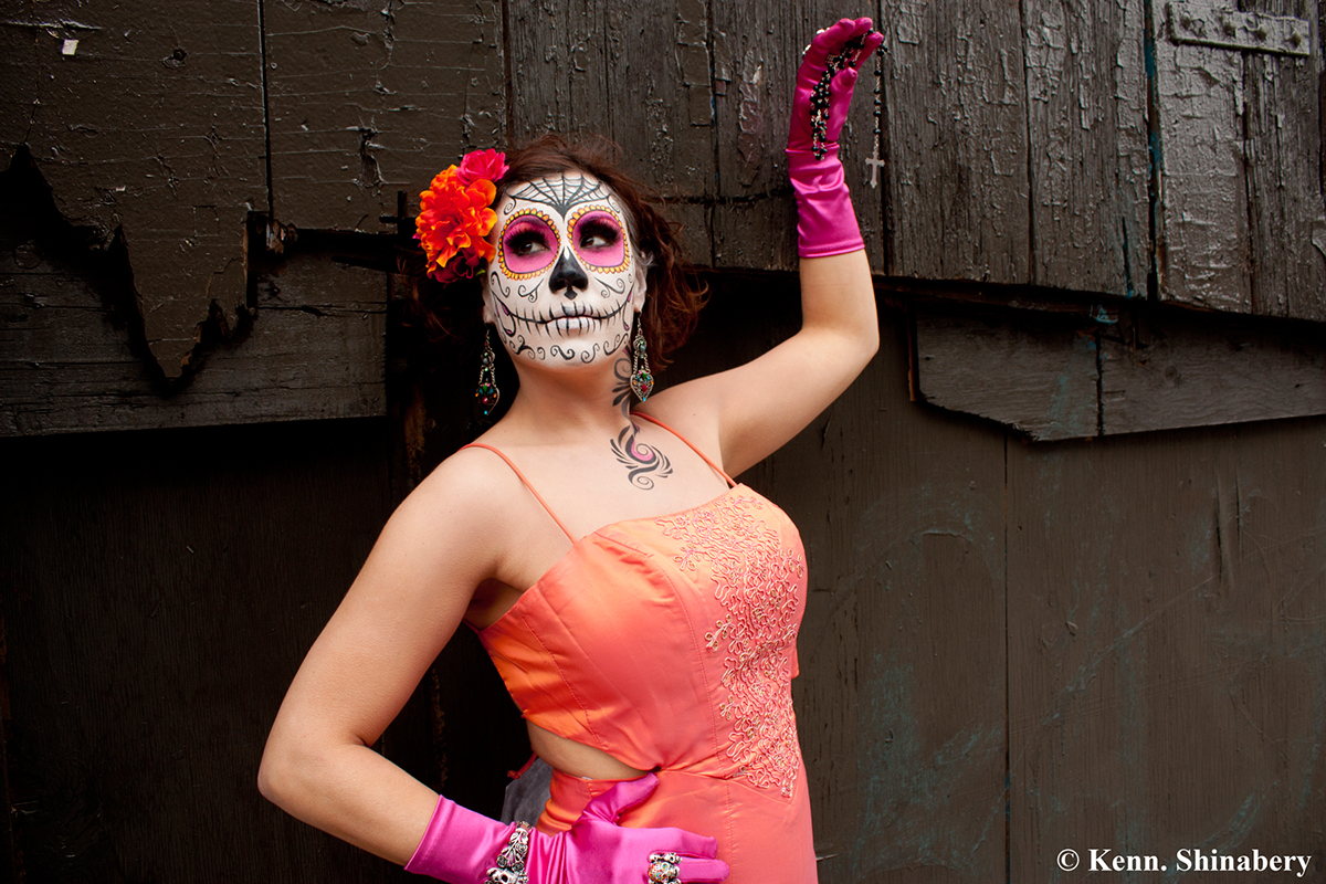 dia de los muertos Mexican day of the dead Holiday make-up make-up artist photoshop cs5 Brooklyn model femme fatale mexico