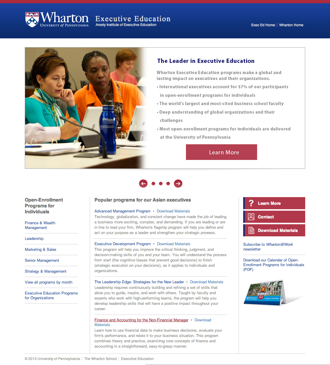 wharton University of Penn business landing page