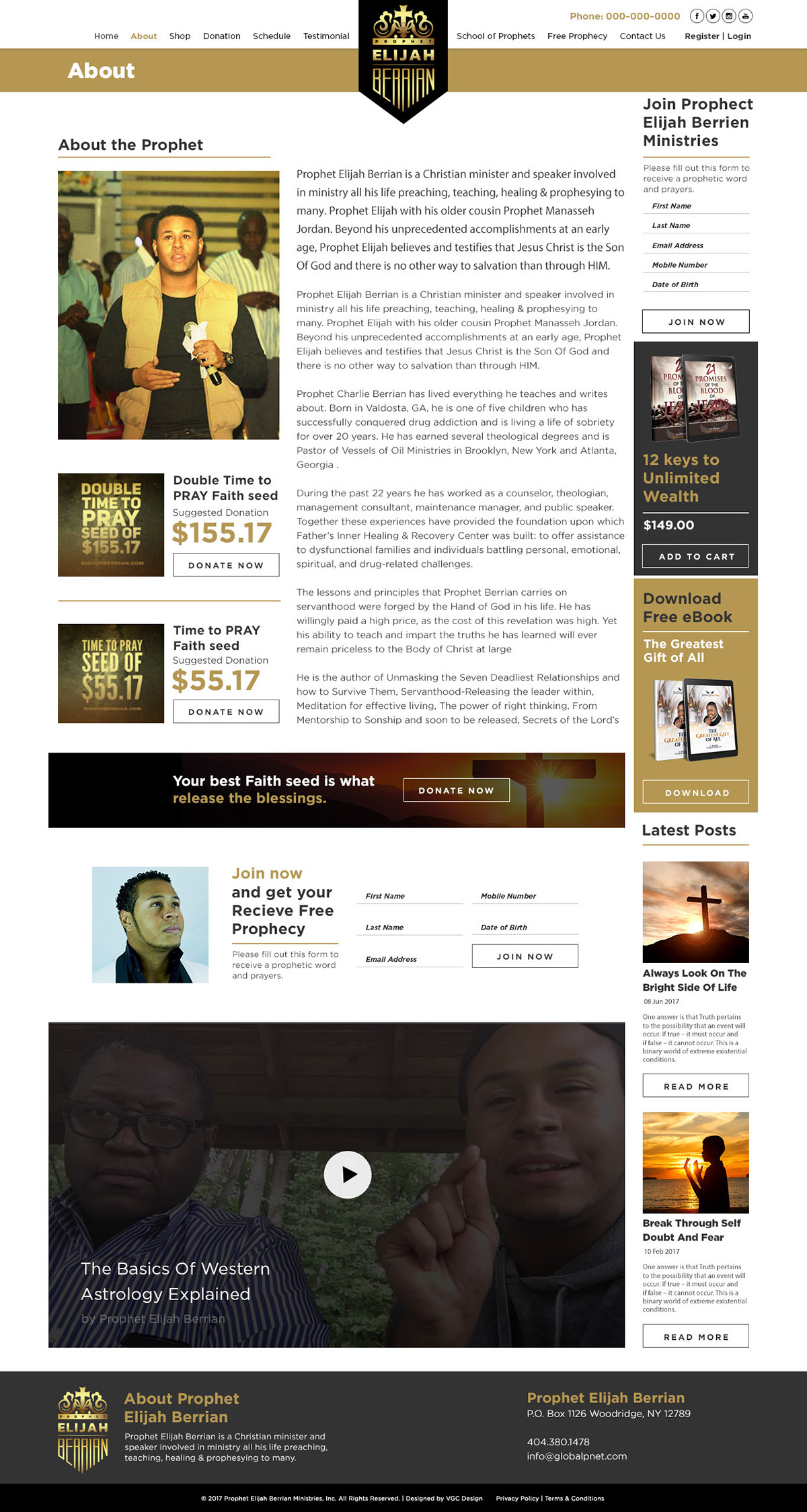 Prophet Elijah Berrian - brand identity & Website Elijah Berrian ui design UX design church Ministry