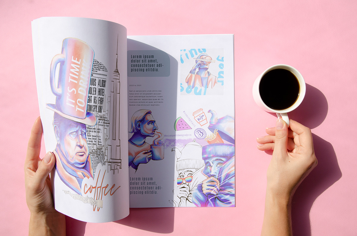art city Coffee conceptart conceptportrait cover ILLUSTRATION  magazine people концептмарафон