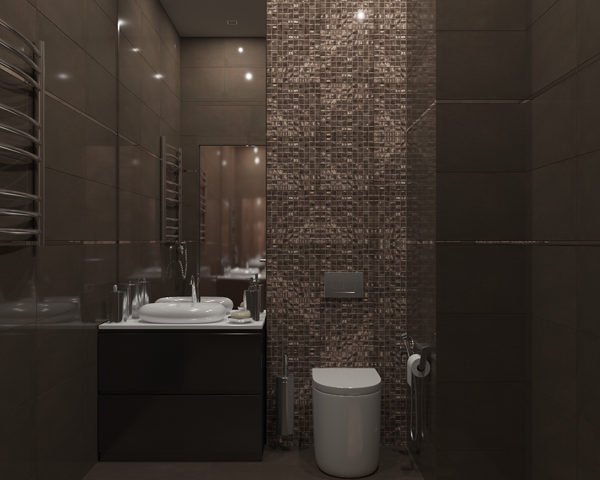 Interior contemporary design Moscow brown beige bathroom fap frame