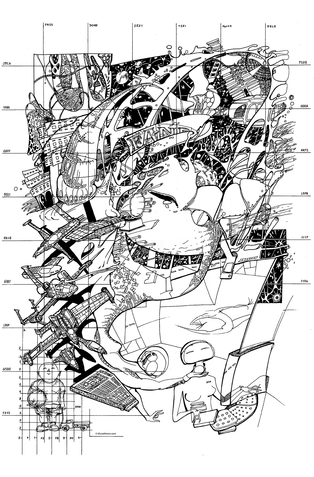 Murat Alimov graphics almaty kazakhstan ink pen Мурат Алимов графика Алматы Казахстан