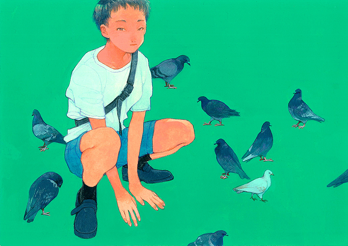 Acrylic paint artbook boy children coloredpencils girl ILLUSTRATION  japanese portlait watarcolor