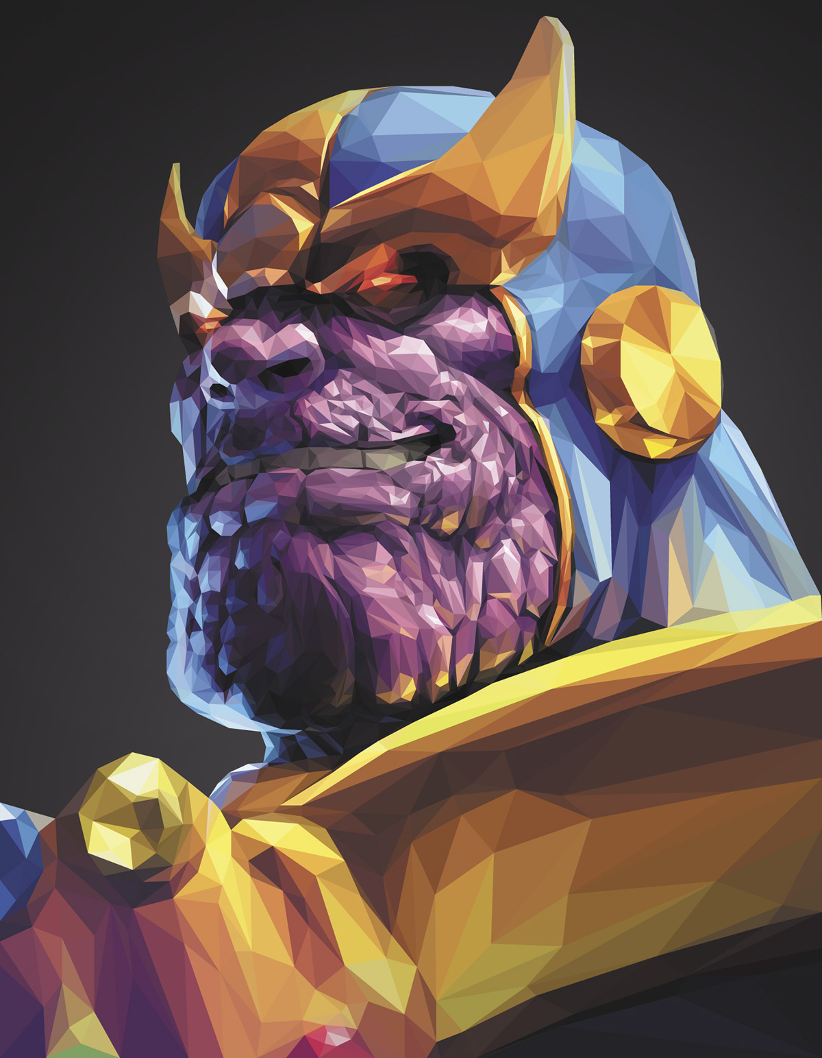 art Avengers Low Poly marvel portrait Thanos villain ILLUSTRATION 